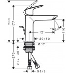 Wash basin tap Deck-mounted material: Brass mixer With pop-up waste set Μ size 110 Fine, color: Chrome surface: Glossy Deck-mounted Wash basin tap Deck-mounted material: Brass mixer With pop-up waste set Μ size 110 Fine, color: Chrome surface: Glossy Deck-mounted