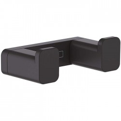 Hook double Flat wall mounted material: Brass 6,6x 2,1x3,6cm, color: Black surface: Matt