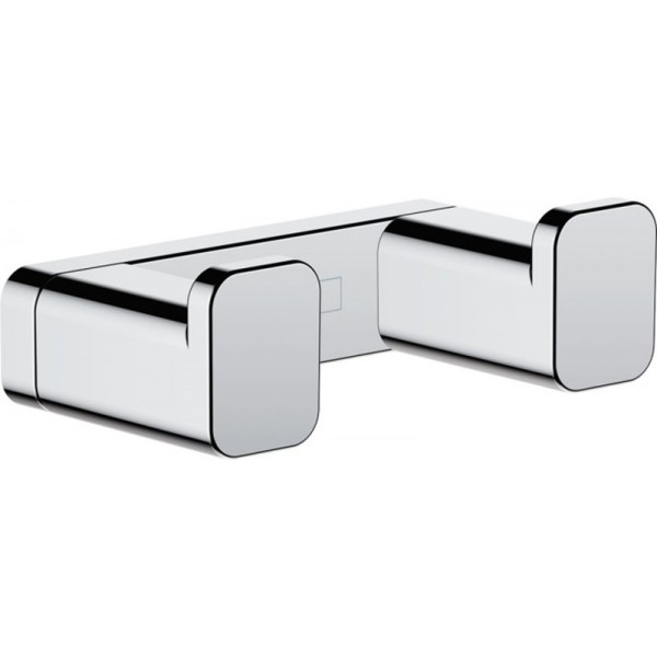 Hook double Flat wall mounted material: Brass 6,6x 2,1x3,6cm, color: Chrome surface: Glossy Hook double Flat wall mounted material: Brass 6,6x 2,1x3,6cm, color: Chrome surface: Glossy