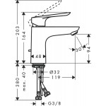 Wash basin tap Deck-mounted material: Brass mixer With pop-up waste set Μ size 100, color: Chrome surface: Glossy Deck-mounted