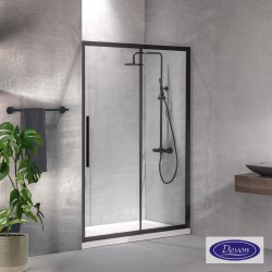 Καμπίνα ντουζιέρας ευθύγραμμη 150x195 6mm συρόμενη κρύσταλλο διαφανές Clear CleanGlass επιφάνεια: Ματ, χρώμα: Μαύρο