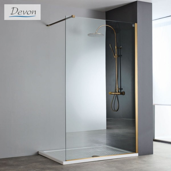 Shower enclosure Linear 100x200 8mm fixed surface: Brushed, color: Bronze Linear Shower enclosure Linear 100x200 8mm fixed surface: Brushed, color: Bronze Linear