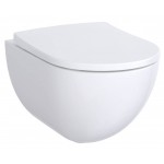 Wall-mounted toilet & toilet seat soft closing, style: Wrapover hidden fixation Rimless Slim Quick Release, 51x35,6 surface: Glossy, color: White Wall-mounted