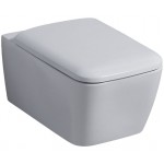 Wall-mounted toilet & toilet seat soft closing, style: Wrapover hidden fixation Rimless, Quick release 54x35 surface: Glossy, color: White