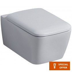 Wall-mounted toilet & toilet seat soft closing, style: Wrapover hidden fixation Rimless, Quick release 54x35 surface: Glossy, color: White Wall-mounted