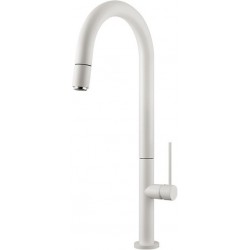 Kitchen tap Deck-mounted material: Brass with shower, color: White surface: Matt Deck-mounted