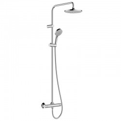 Shower tap with showerpipe and overhead shower Wall-mounted material: Brass thermostatic 200, color: Chrome surface: Glossy Wall-mounted exposed with showerpipe and overhead shower