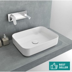 Νιπτήρας ελευθέρας τοποθέτησης 50x36x12 από πορσελάνη με μία οπή χωρίς υπερχείλιση, χρώμα: Λευκό επιφάνεια: Γυαλιστερή