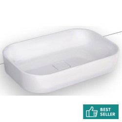 Νιπτήρας ελευθέρας τοποθέτησης 60x40x12,5 από πορσελάνη χωρίς οπή  χωρίς υπερχείλιση, χρώμα: Λευκό επιφάνεια: Γυαλιστερή