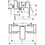 Μπαταρία ντουζιέρας επίτοιχη αναμεικτική από ορείχαλκο κορμός (χωρίς τηλέφωνο, σπιράλ, στήριγμα), χρώμα: Χρωμέ επιφάνεια: Γυαλιστερή Επίτοιχες