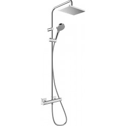 Shower tap with showerpipe and overhead shower Wall-mounted material: Brass thermostatic 230, color: Chrome surface: Glossy