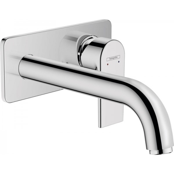 Wash basin tap Wall-mounted - external part mixer With plate Without waste, color: Chrome 20,7 cm material: Brass surface: Glossy Wash basin tap Wall-mounted - external part mixer With plate Without waste, color: Chrome 20,7 cm material: Brass surface: Glossy