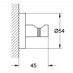 Hook Flat wall mounted material: Brass single brushed nickel, color: Chrome surface: Brushed Hooks