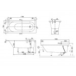 Bathtub Rectangular 170x75 material: Quaryl Quaryl, Stone White, color: White no grab bars surface: Matt Rectangular Bathtub Rectangular 170x75 material: Quaryl Quaryl, Stone White, color: White no grab bars surface: Matt Rectangular