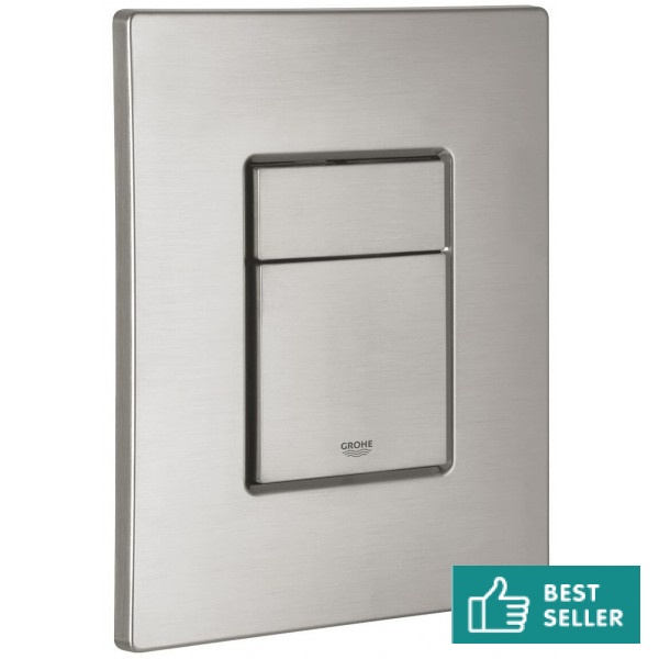 Πλακέτα εντοιχιζόμενου καζανακίου supersteel από ABS διπλής ενέργειας με πνευματικό μηχανισμό, χρώμα: Χρωμέ επιφάνεια: Βουρτσισμένη Πλακέτες