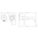 Wash basin tap Wall-mounted - external part 2 holes mixer Without waste, color: Bronze 20,1cm, Warm Bronze Brushed PVD material: Inox surface: Brushed Wall-mounted - external part