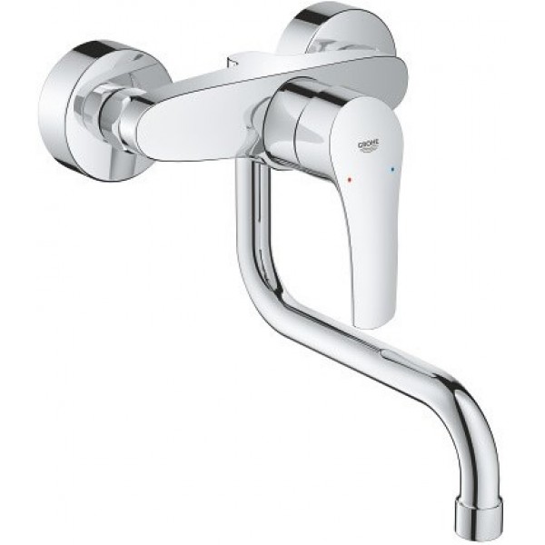Kitchen tap Wall-mounted 22 cm material: Brass, color: Chrome surface: Glossy Wall-mounted