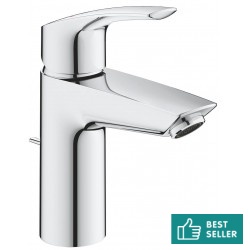 Wash basin tap Deck-mounted material: Brass mixer With pop-up waste set Μ size, color: Chrome surface: Glossy Deck-mounted