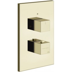 Shower tap Wall-mounted external part 1 way material: Brass thermostatic With plate without hand shower, hose and holder, color: Gold surface: Glossy Wall-mounted - external part