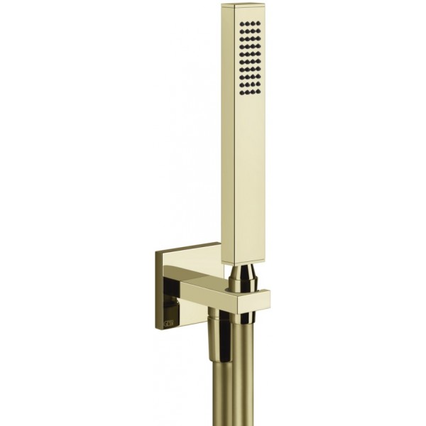 Shower head W/ hose, holder and outlet elbow 1 jet, color: Gold surface: Glossy Hand showers