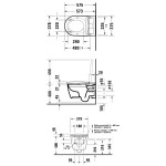 Wall-mounted toilet with shower & toilet seat, style: Wrapover smart toilet rimless 57,5x37,8 surface: Glossy, color: White Wall-mounted shower-toilets