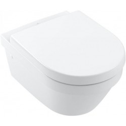 Wall-mounted toilet & toilet seat soft closing, style: Wrapover hidden fixation Self-Cleaning / Rimless White Alpin CeramicPlus DirectFlush 53x37 surface: Glossy, color: White Wall-mounted