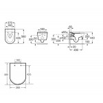 Wall-mounted toilet & toilet seat soft closing, style: Wrapover hidden fixation Rimless 56x37 surface: Glossy, color: White Wall-mounted Wall-mounted toilet & toilet seat soft closing, style: Wrapover hidden fixation Rimless 56x37 surface: Glossy, color: White Wall-mounted