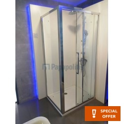 Καμπίνα ντουζιέρας ορθογώνια 100x80x195 6mm συρόμενη πλήρης PSC100 & L80 (97-102/77-82), επίστρωση Ideal Clean, διάφανο κρύσταλλο επιφάνεια: Γυαλιστερή, χρώμα: Χρωμέ Ορθογώνιες