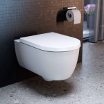 Wall-mounted toilet & toilet seat soft closing, style: Wrapover hidden fixation with rim 54,5x36 surface: Glossy, color: White Wall-mounted
