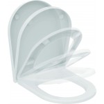 Wall-mounted toilet & toilet seat soft closing, style: Wrapover hidden fixation with rim 54,5x36 surface: Glossy, color: White Wall-mounted