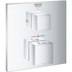 Shower tap Wall-mounted external part 2 way material: Brass thermostatic With plate without hand shower, hose and holder, color: Chrome surface: Glossy Wall-mounted - external part